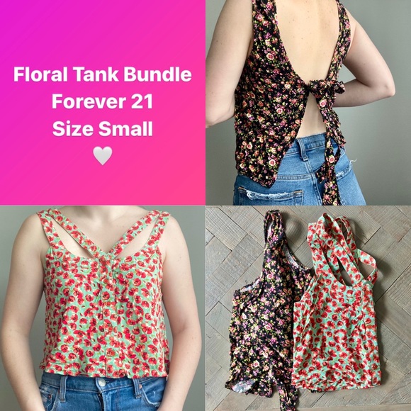 BUNDLE Forever 21 Floral Tank Tops Size Small - Picture 3 of 7